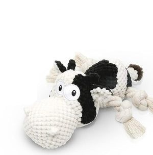 Coffee-coloured plush cow dog toy