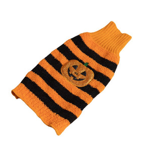Halloween dog jumper with repeating mini pumpkin pattern