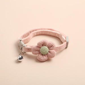 Light pink cat collar with flower and bell