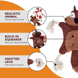 Animal-shaped dog toy with squeaky sound for playtime