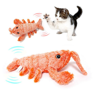 Interactive lobster toy designed for indoor cats and small dogs.