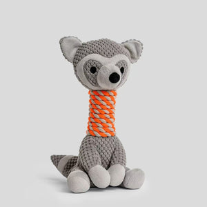 PAWABY long-neck squeaky plush dog toy in giraffe and raccoon designs