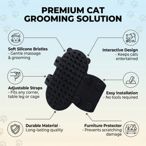 Self grooming cat brush with soft silicone bristles for gentle massage.