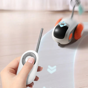Smart RC Cat Car encouraging cats to chase and pounce.