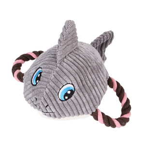 Plush squeaky dog toy suitable for puppies and adult dogs.