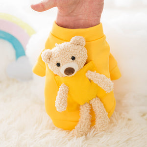Yellow striped teddy bear jumper for cats