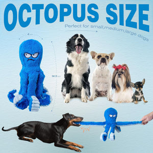 Angry Octopus tough dog toy UK in vibrant blue