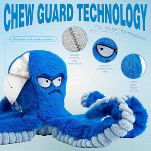 Built‑in squeaker inside Angry Octopus dog toy