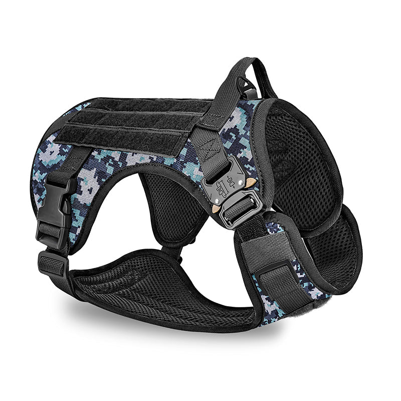 Army green tactical-style dog harness