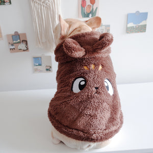 Brown animal dog hoodie with embroidered face and 3D ears