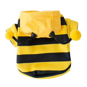 Attached yellow hood on cat bee costume
