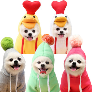 Cream small dog hoodie with red heart detail