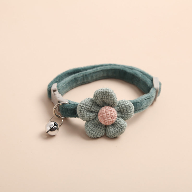 Dark green floral collar for cats