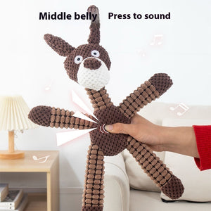 Soft dog toy ideal for fetch, cuddles and gentle chewing.