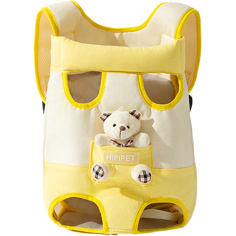 HIPIPET front dog carrier backpack with cartoon bear design
