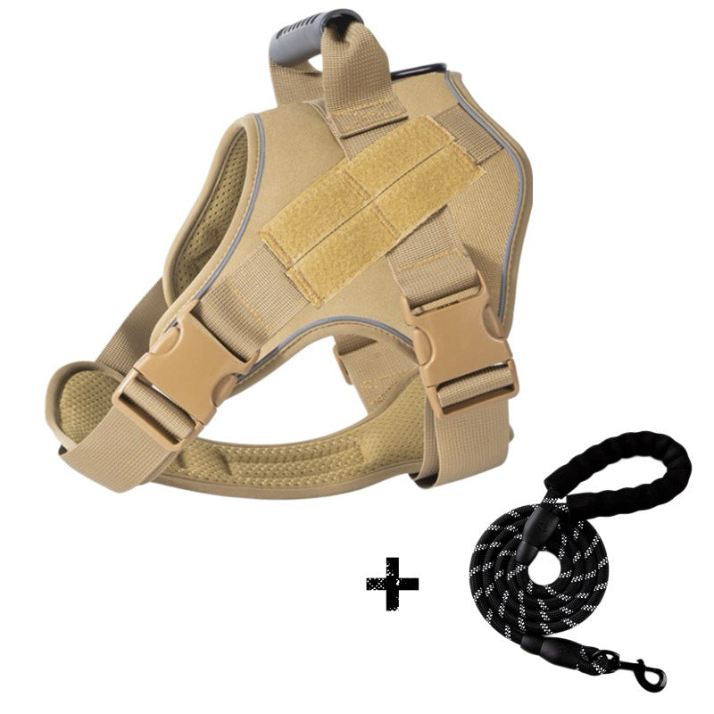 Khaki adjustable harness for larger dogs