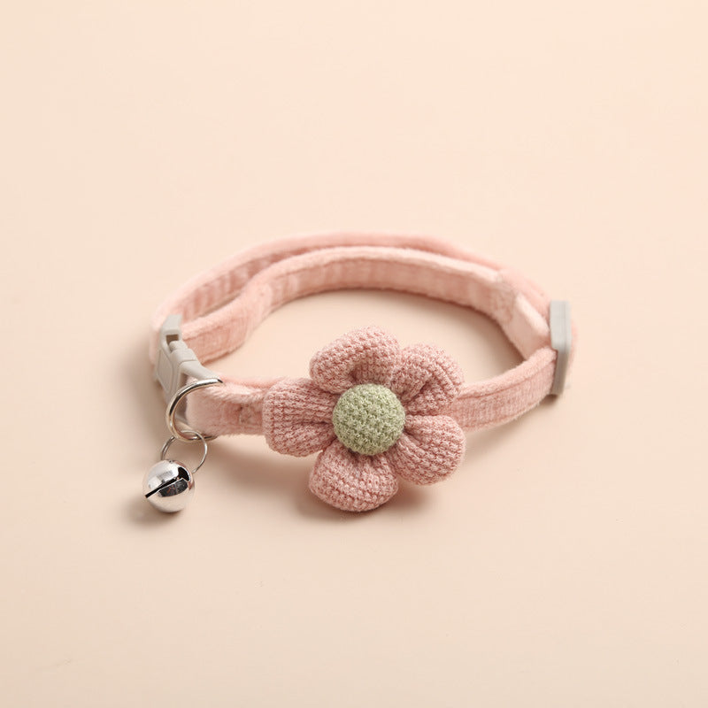 Light pink cat collar with flower and bell