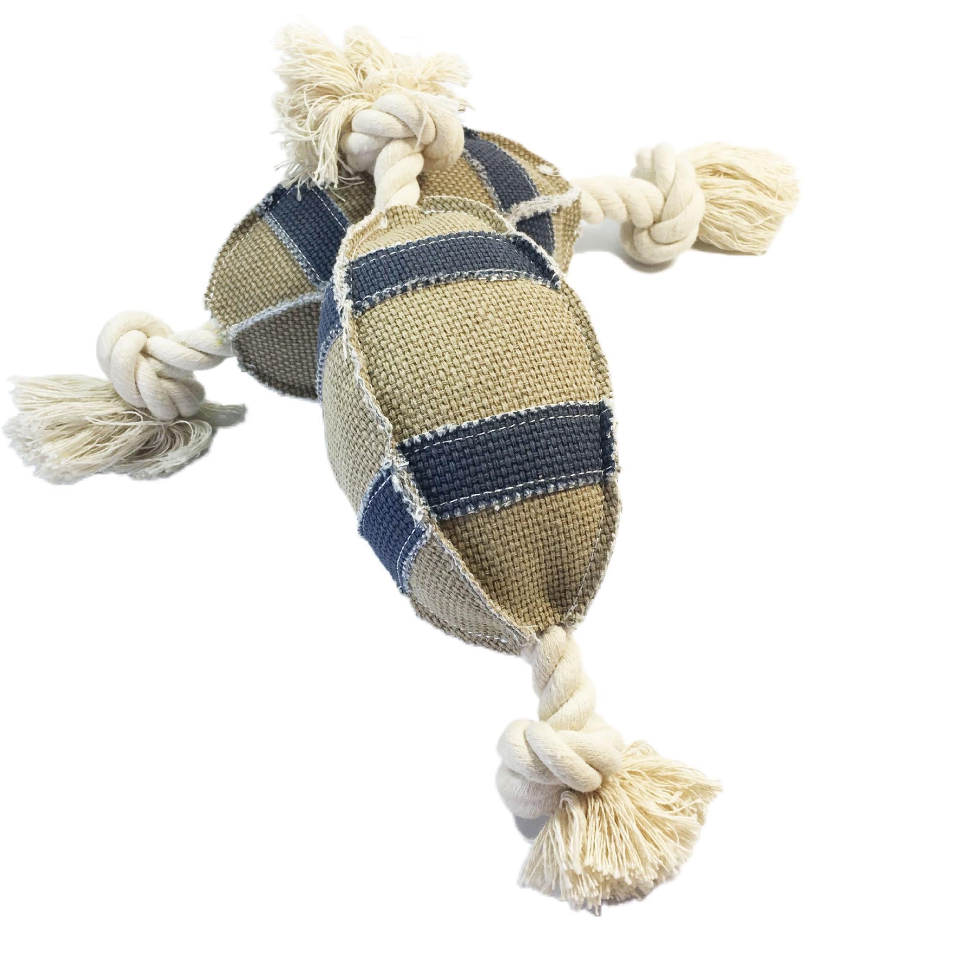 Dog playing tug-of-war with the PAWABY Rugby Rope Dog Toy.