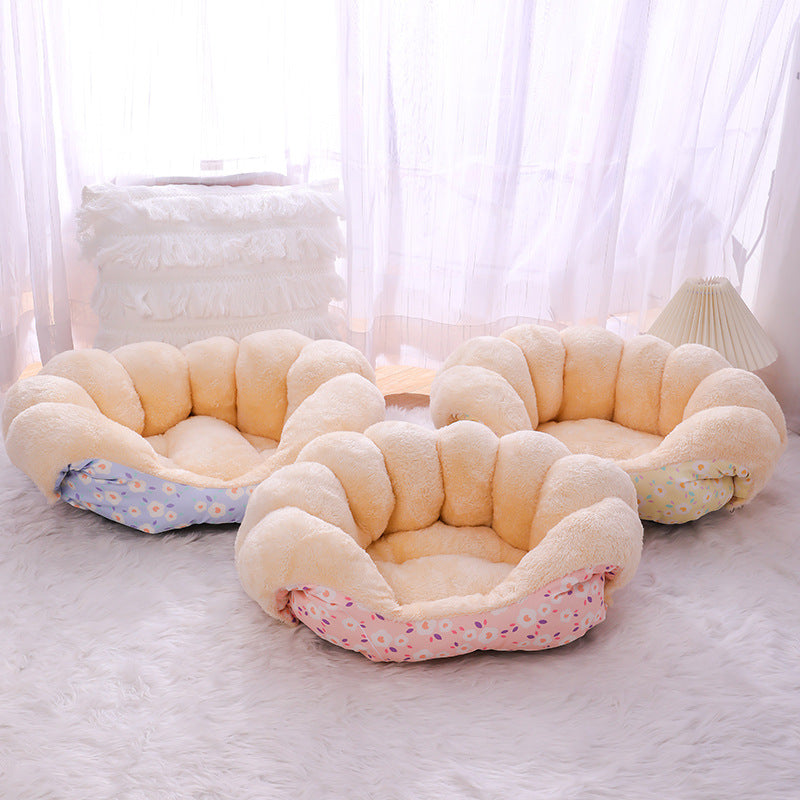 PAWABY 3-in-1 floral cat cave and sofa bed