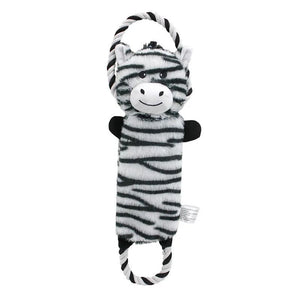 Animal-shaped plush rope toy for dogs with squeaky play