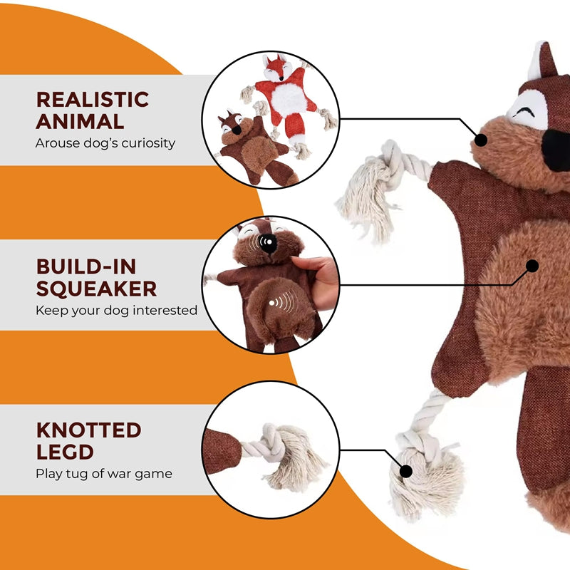 Animal-shaped dog toy with squeaky sound for playtime