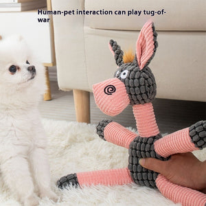 Bite-resistant plush dog toy suitable for puppies and small dogs.