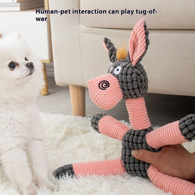 Bite-resistant plush dog toy suitable for puppies and small dogs.
