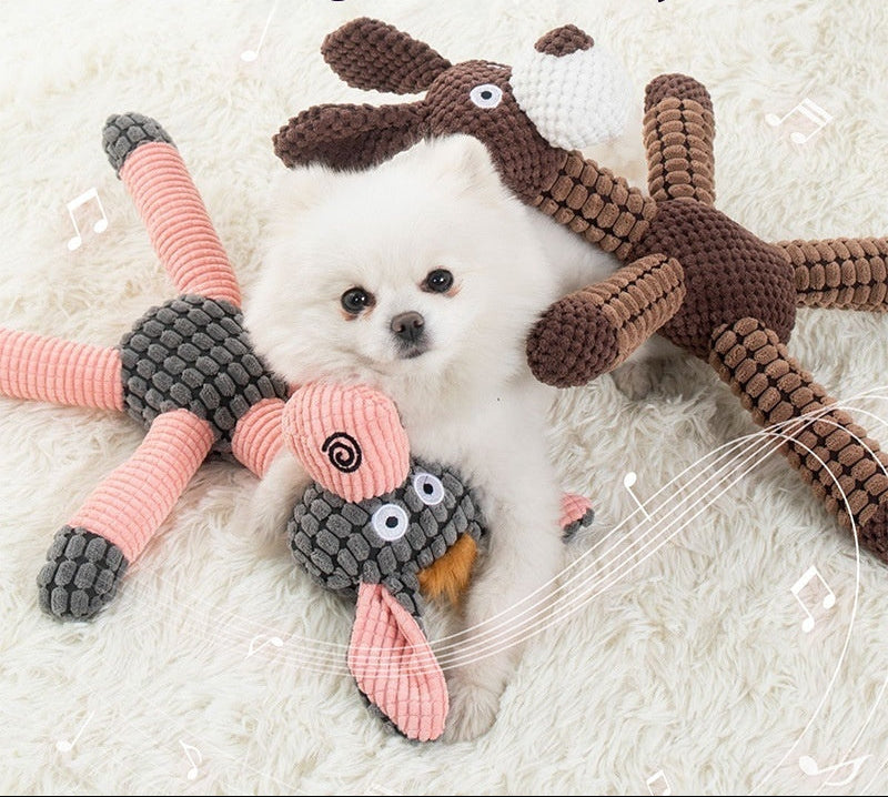 Brown PAWABY plush squeaky donkey dog toy