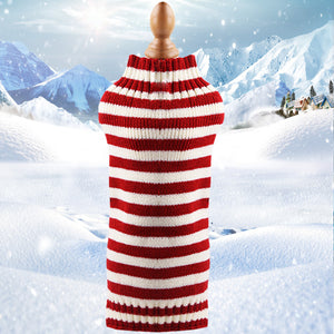 Side view of cable knit dog jumper