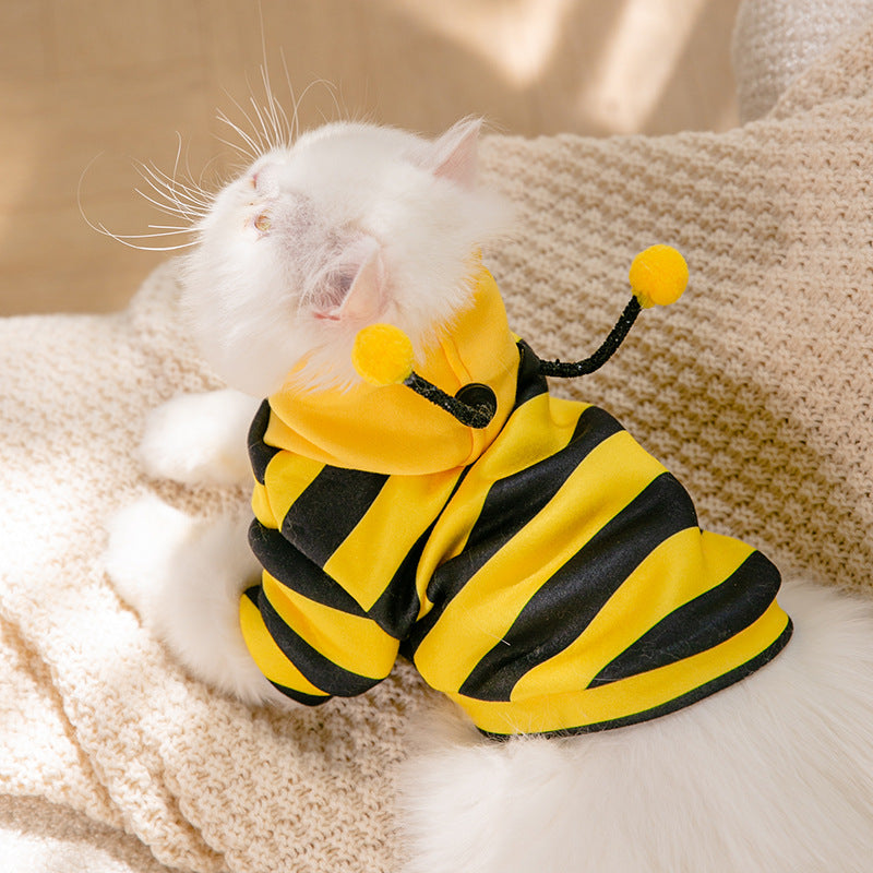Yellow and black PAWABY cat bee costume hoodie