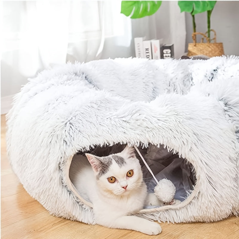 PAWABY plush cat cave bed for hiding and relaxing