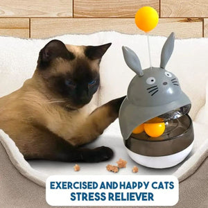 Indoor cat playing with the PAWABY exercise tower toy.