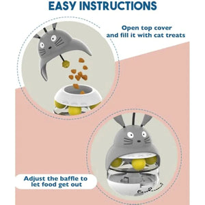 Close-up of the PAWABY Interactive Cat Feeder Toy.
