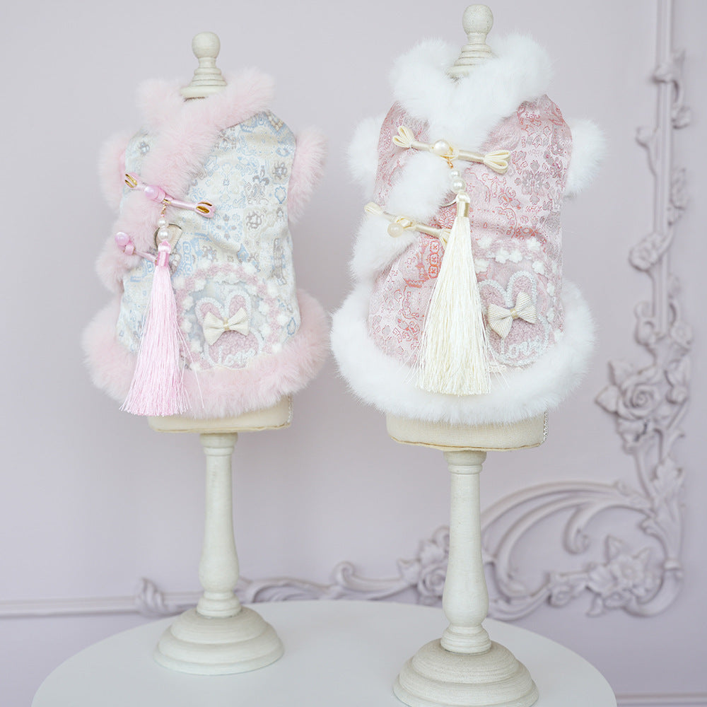 Pink and white Chinese New Year dog outfit