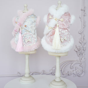 Pink and white Chinese New Year dog outfit