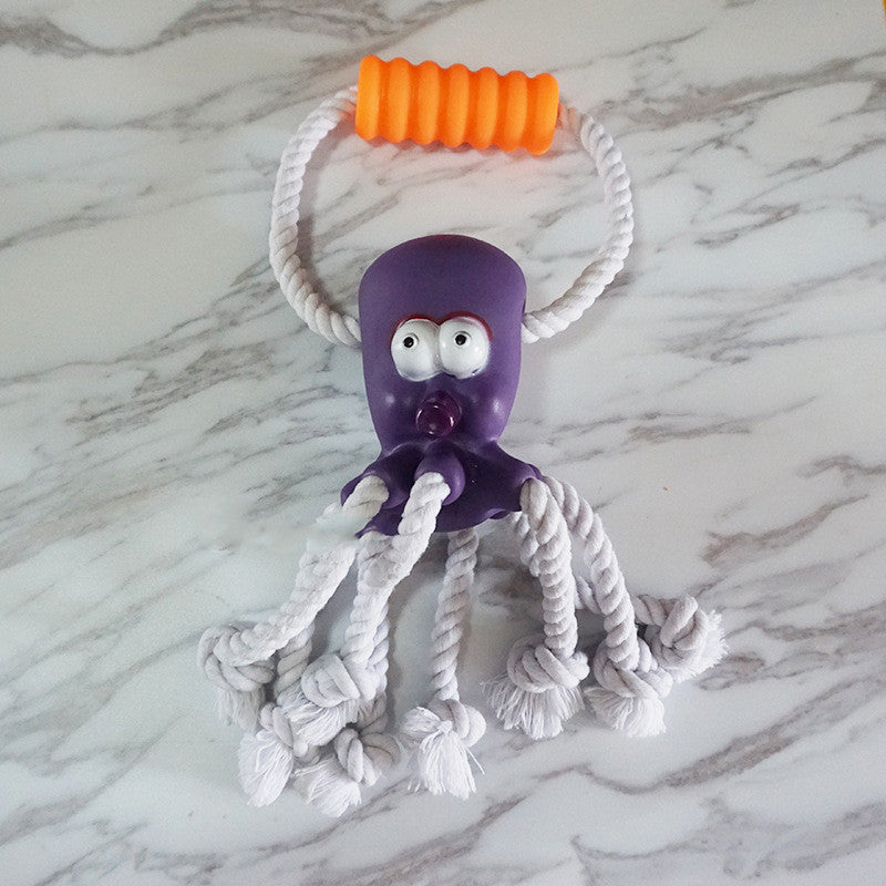 Interactive teeth cleaning dog toy designed for supervised chewing.