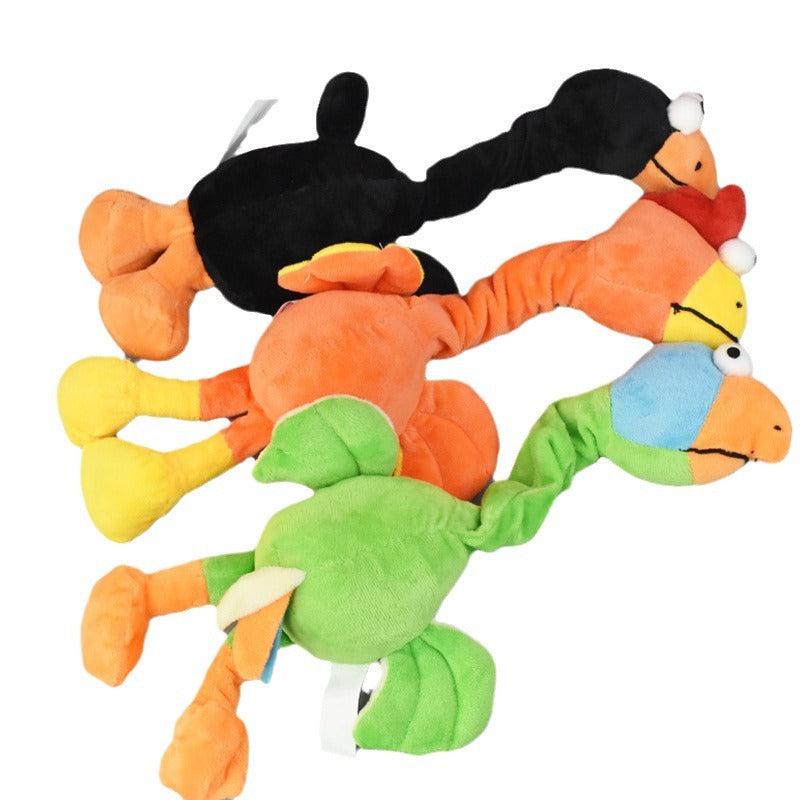 Chicken-shaped dog chew toy for supervised chewing and play
