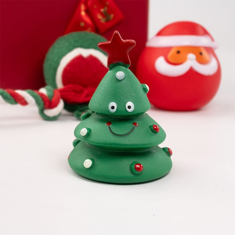 Holiday-themed squeaky toy designed for interactive fun.