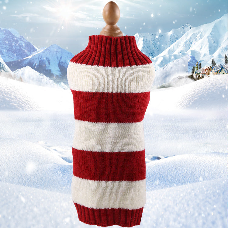 Ribbed high-neck detail on knitted dog jumper