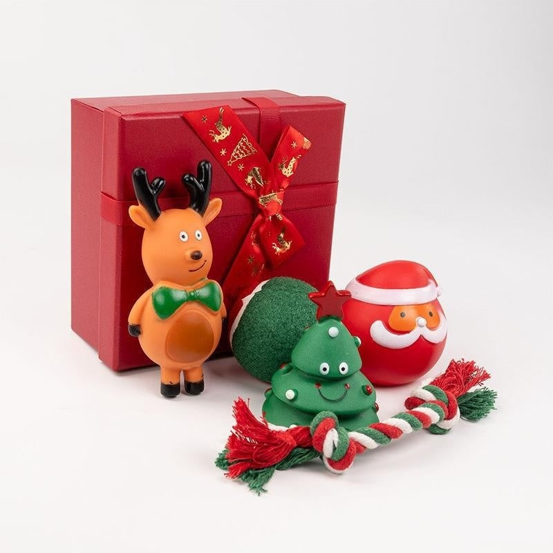 Festive plush dog toy perfect for holiday celebrations.