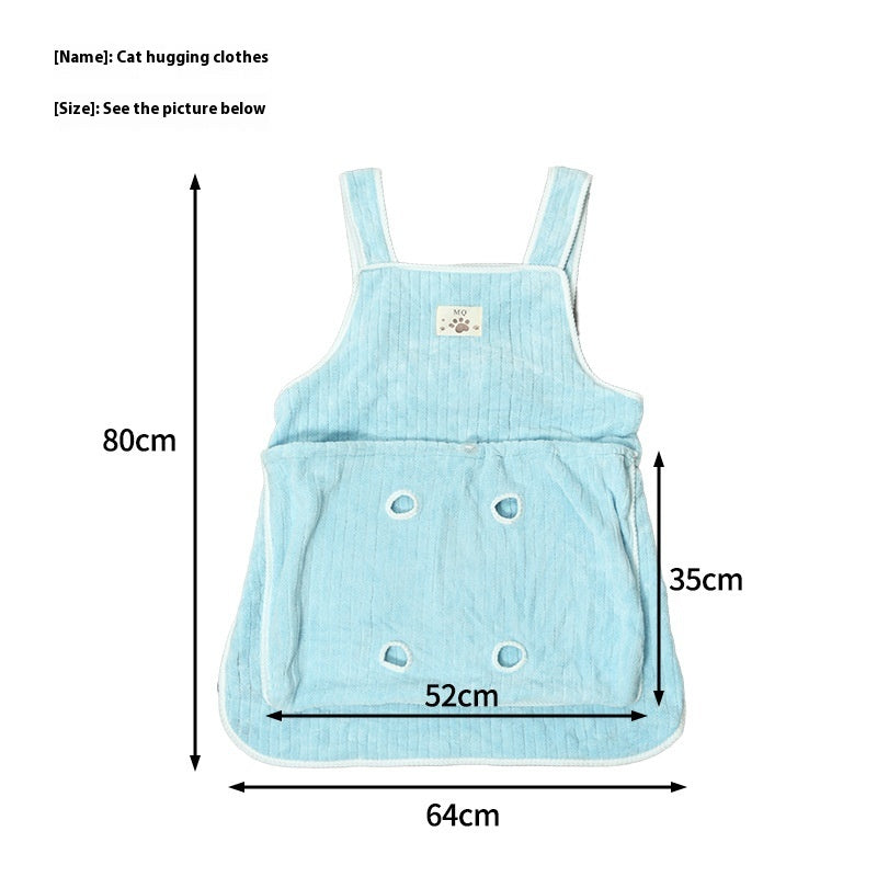 Hands-free cat carrier apron designed for indoor cat owners.