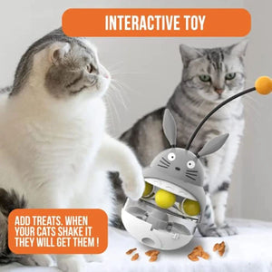 Treat dispensing cat toy suitable for indoor cats.