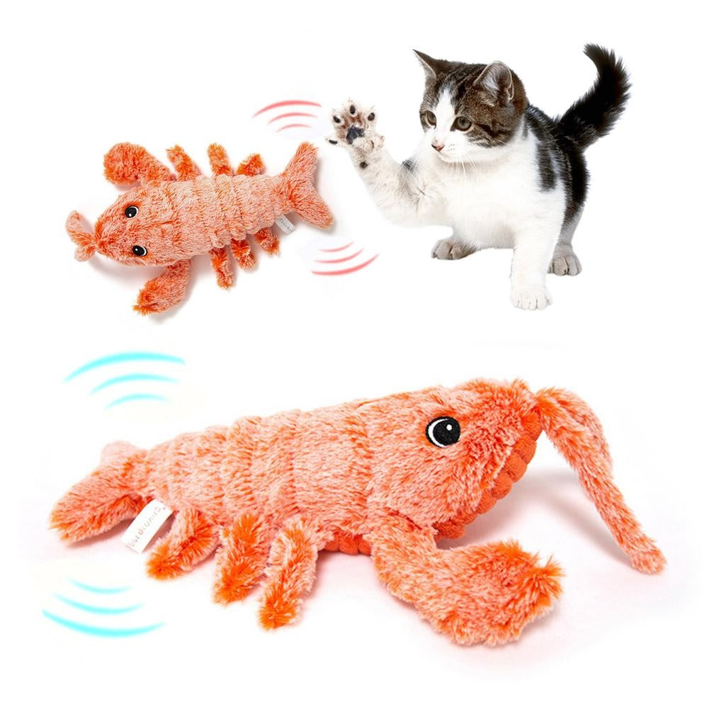 Interactive lobster toy designed for indoor cats and small dogs.