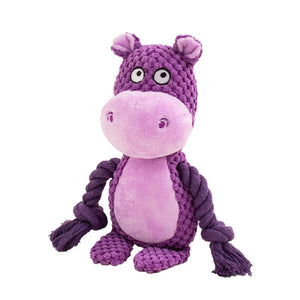 Interactive tug dog toy with plush and cotton rope design