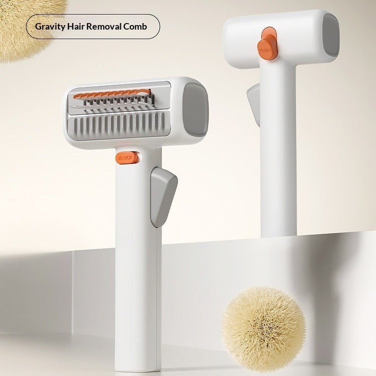 Dual-sided pet grooming brush designed to help remove loose fur.