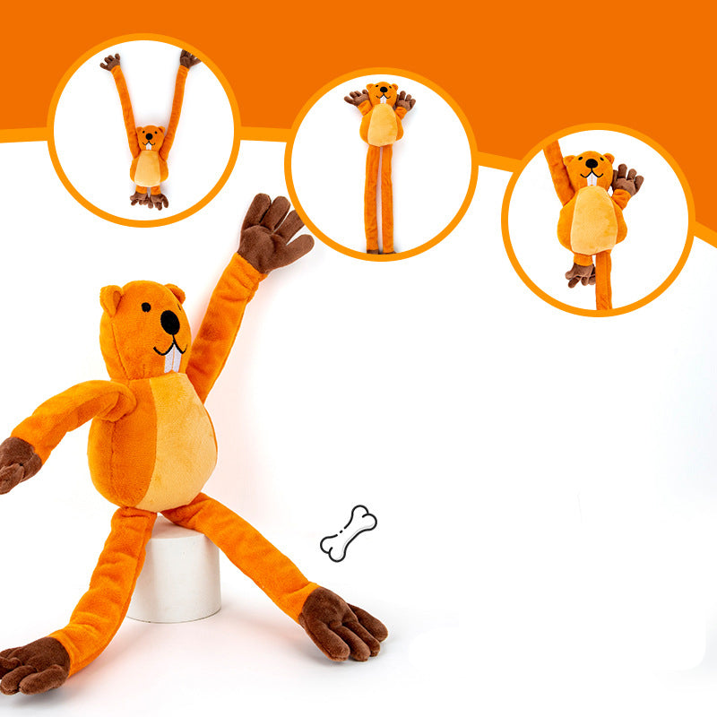 Soft plush dog tug toy for supervised interactive play