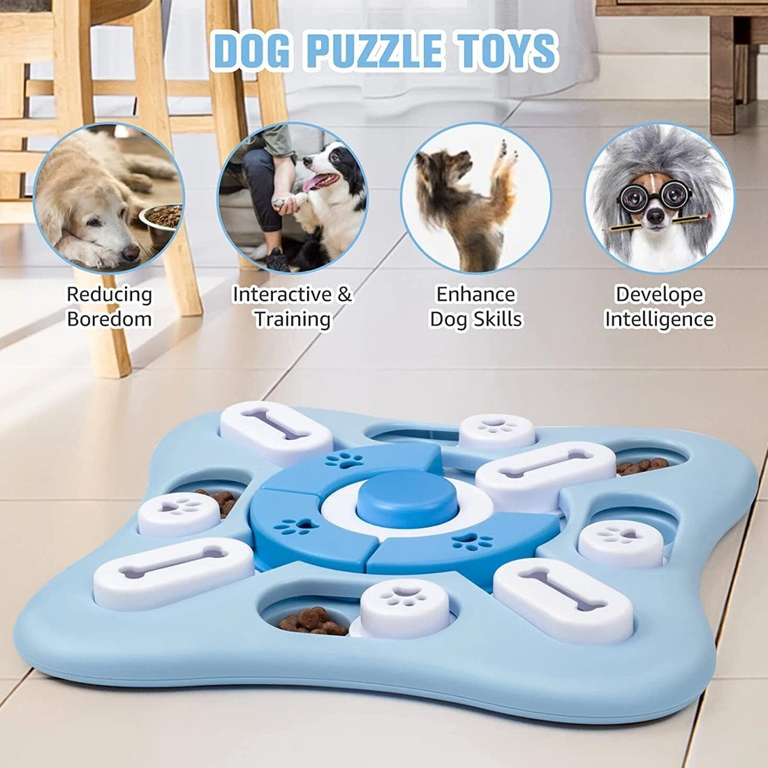 Indoor dog activity toy designed for enrichment and training.