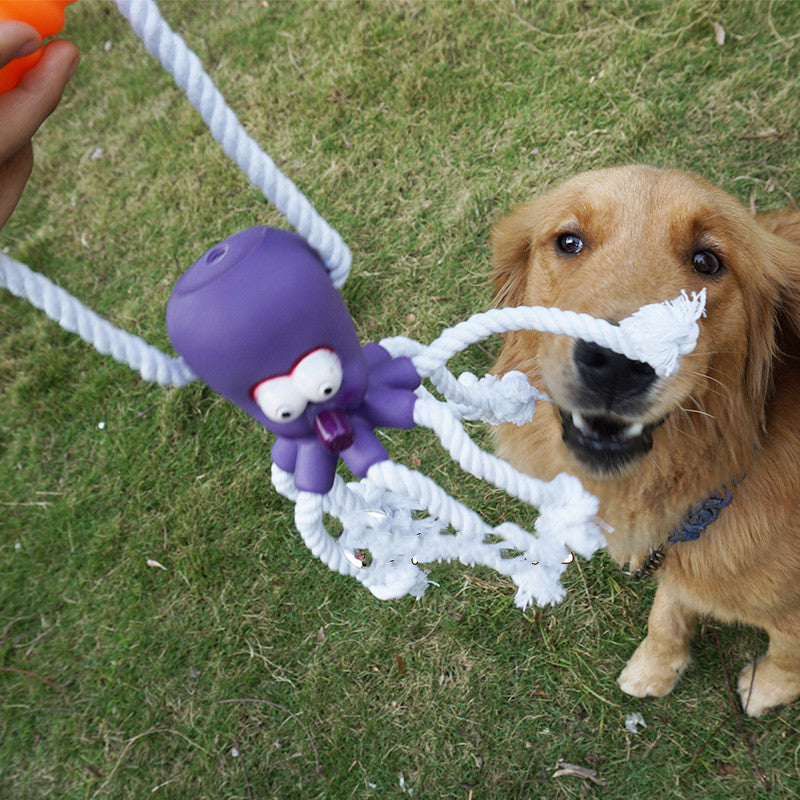 Puppy enjoying the PAWABY Hemp Molar Ball during playtime.