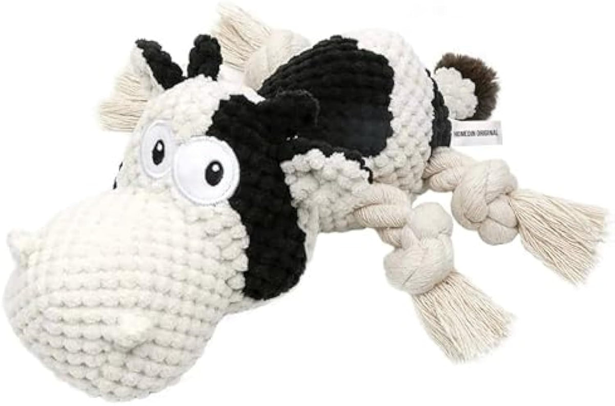 PAWABY Coffee rope-core squeaky cow dog toy