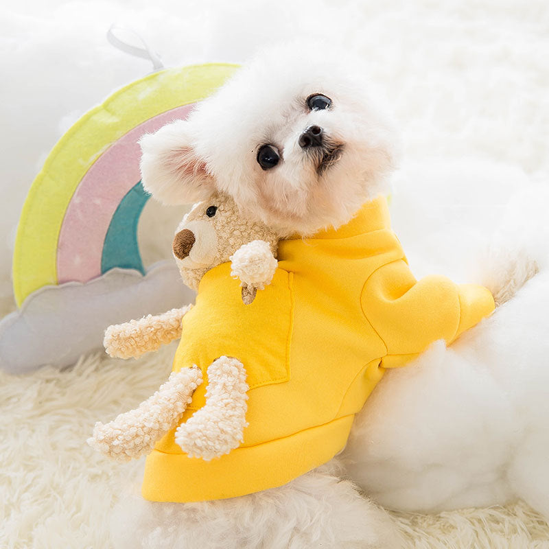 PAWABY teddy bear cat jumpers in red, blue and yellow stripes